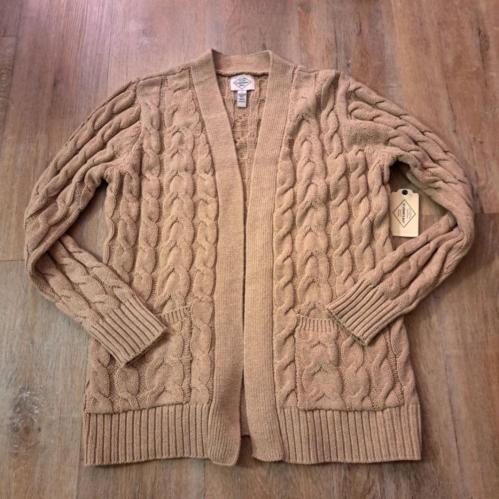 St. John's Bay Cable Knit Sweater Two Front Pockets Women's Size Small NWT